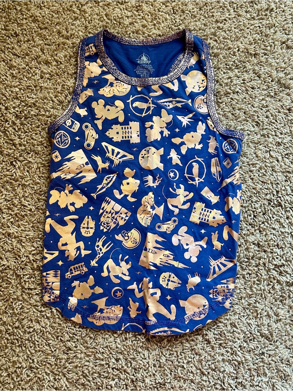 Disney 50th Anniversary Blue & Gold Character Print Tank Top